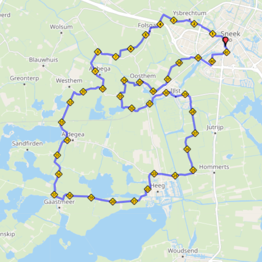 Parcours Hele Marathon van Sneek