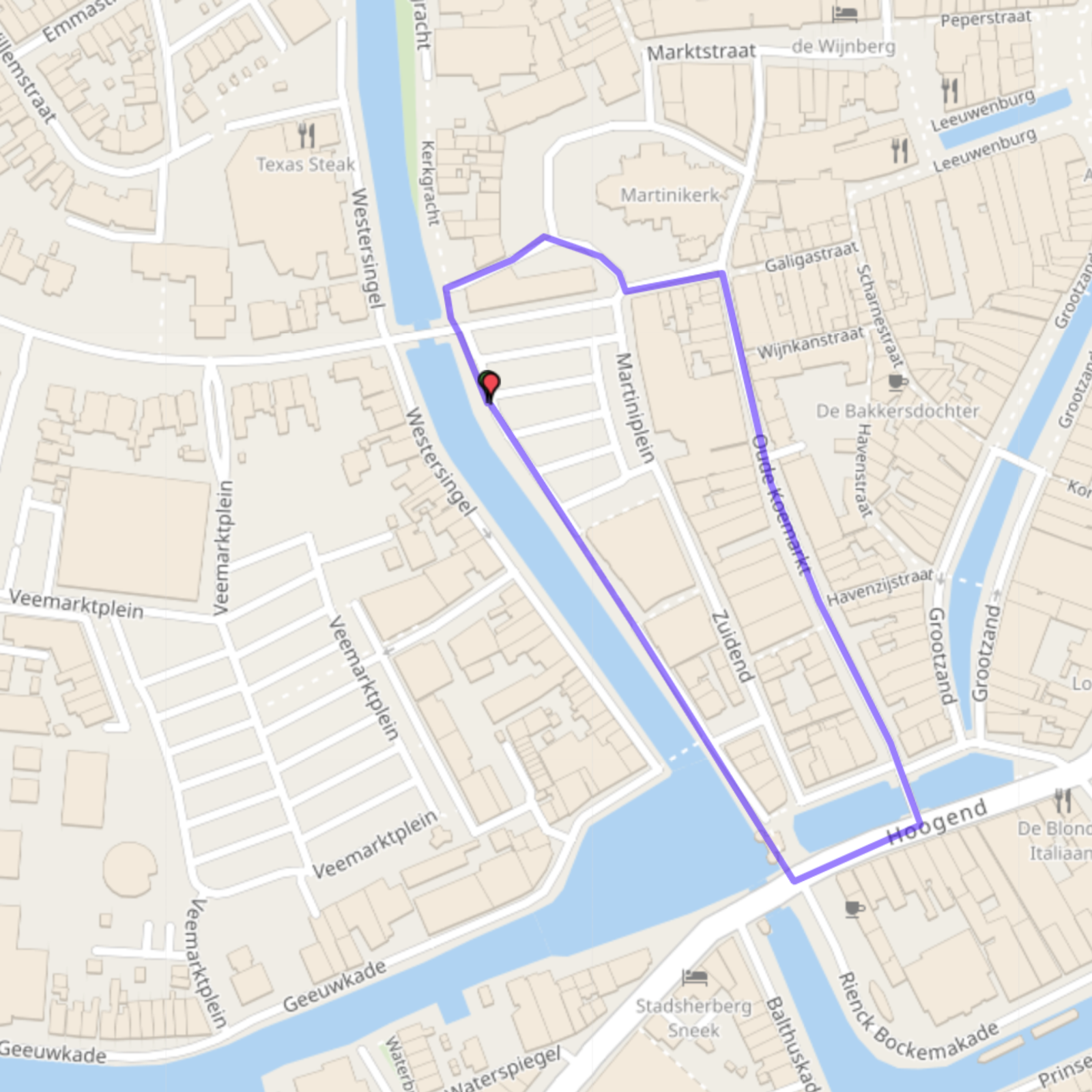 Parcourskaart Kidsrun kleine ronde 750 meter