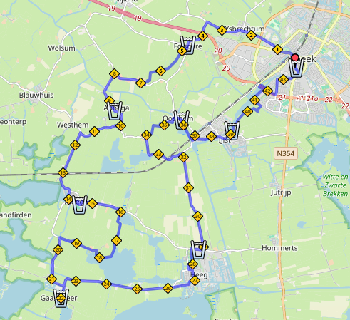 Route hele marathon wandelen