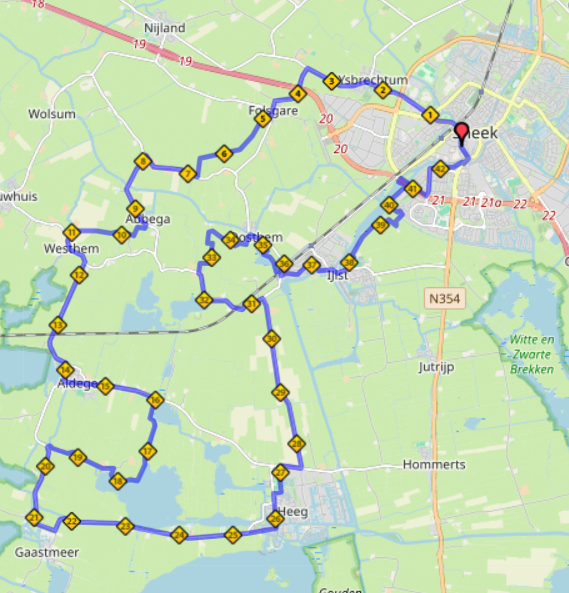 Route marathon wandelen Marathon Sneek 2026
